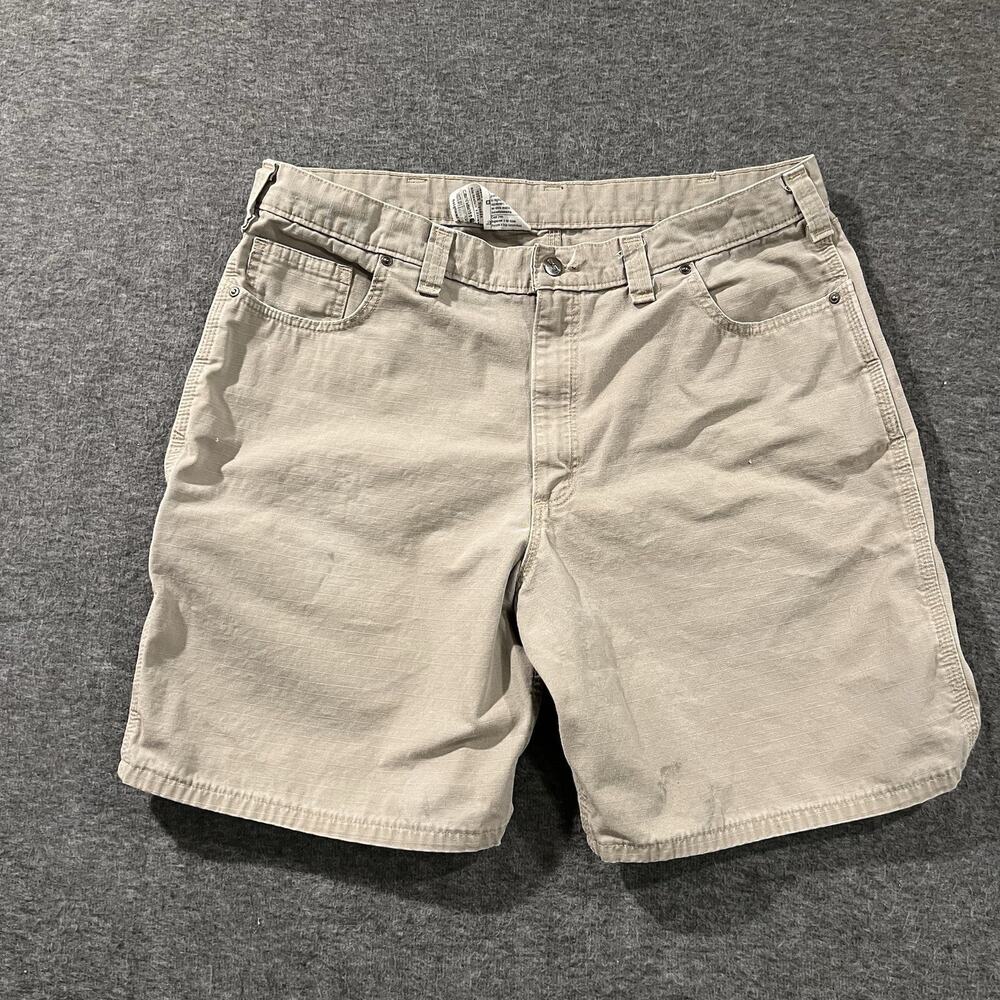Carhartt Shorts Mens SZ 38 Original Fit Khaki Denim 100276251 *STAINS*